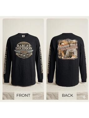 🏍️ Y2K Harley-Davidson Jackson Hole WY Long Sleeve Tee 11-18 🏍️
